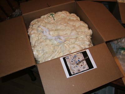 Packaging for "The Food Desert" mosaic shipped from Glencliff Art Studio in Austin, TX